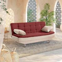 Sofá Cama Valencia 3 Lugares Reclinável Material Vinho Com Marfim - Speciale Home Vinho Com Marfim - 2