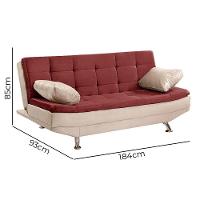 Sofá Cama Valencia 3 Lugares Reclinável Material Vinho Com Marfim - Speciale Home Vinho Com Marfim - 7