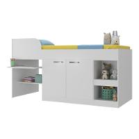 Cama Solteiro Multifuncional Para Colchão 188 X 78cm Com 2 Portas E Escrivaninha Multimóveis Mp4230 Branco Branco - 1