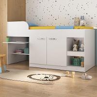 Cama Solteiro Multifuncional Para Colchão 188 X 78cm Com 2 Portas E Escrivaninha Multimóveis Mp4230 Branco Branco - 6