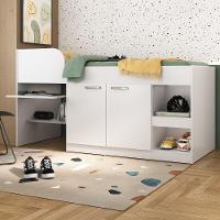 Cama Solteiro Multifuncional Com Colchão Incluso 2 Portas E Escrivaninha Multimóveis Mp4235 Branco Branco - 6