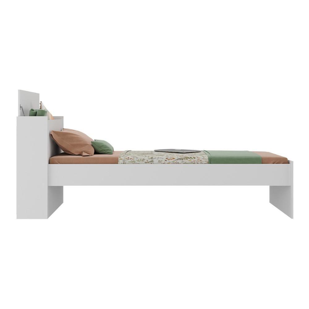 Cama De Solteiro Para Colchão 188 X 78cm Com Baú Embutido Multimóveis Mp4229 Branco Branco - 3