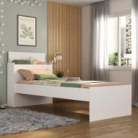 Cama De Solteiro Para Colchão 188 X 78cm Com Baú Embutido Multimóveis Mp4229 Branco Branco - 6