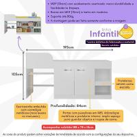 Cama Solteiro Multifuncional Com Colchão Incluso 2 Portas E Escrivaninha Multimóveis Mp4233 Branco Branco - 5