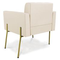 Poltrona Pé De Ferro Dourado Para Sala Kit 2 Elisa Corino D03 - D'rossi Cor Bege