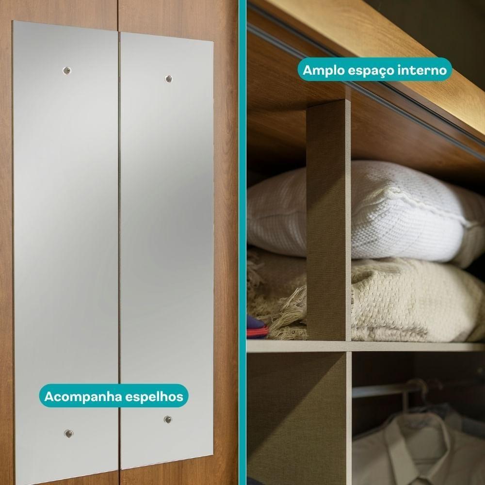 Guarda Roupa Casal Com Espelho 6 Portas Aspen Carraro Freijó C/ Titânio - 7