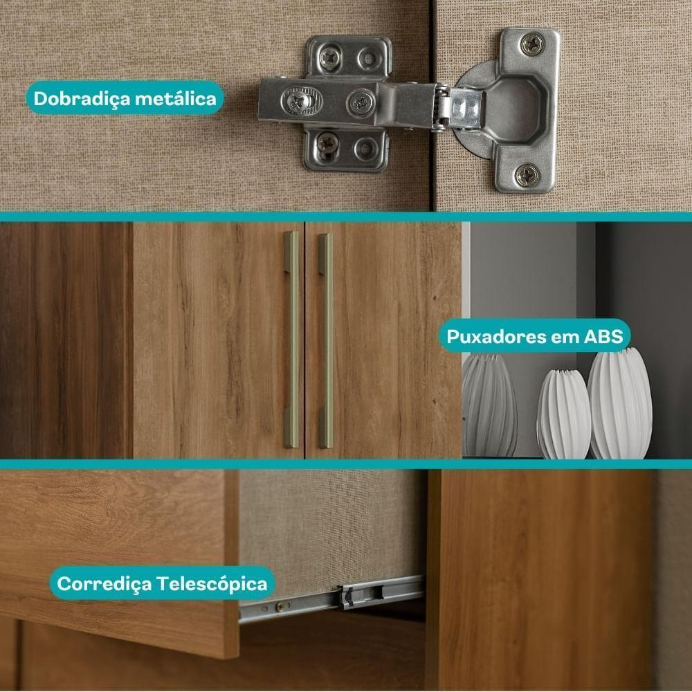 Guarda Roupa Casal Com Espelho 6 Portas Aspen Carraro Freijó C/ Titânio - 8