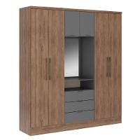 Guarda Roupa Casal Com Espelho 6 Portas Aspen Carraro Freijó C/ Titânio - 2