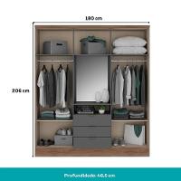 Guarda Roupa Casal Com Espelho 6 Portas Aspen Carraro Freijó C/ Titânio - 6