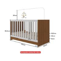 Berço 3 Em 1 Com Colchão Incluso Doce De Leite Multimóveis Mp4244 Madeirado/branco - 2