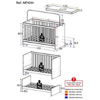 Berço 3 Em 1 Com Colchão Incluso Doce De Leite Multimóveis Mp4244 Madeirado/branco - 8