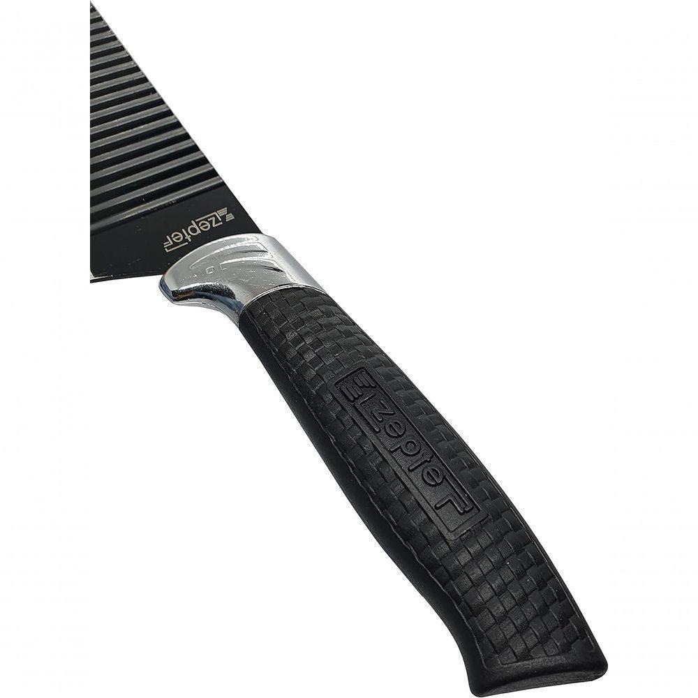 Conjunto Jogo Facas Do Chef Profissional 6 Peças Churrasco Cozinha Peças Aço Inox Cor Preto - 4