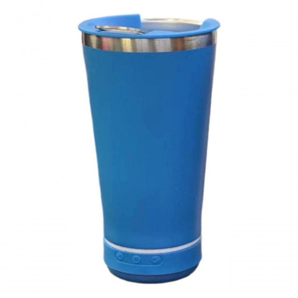Copo Térmico Com Caixa De Som Bluetooth 473ml Aço Inox Azul-celeste Lisa - 1