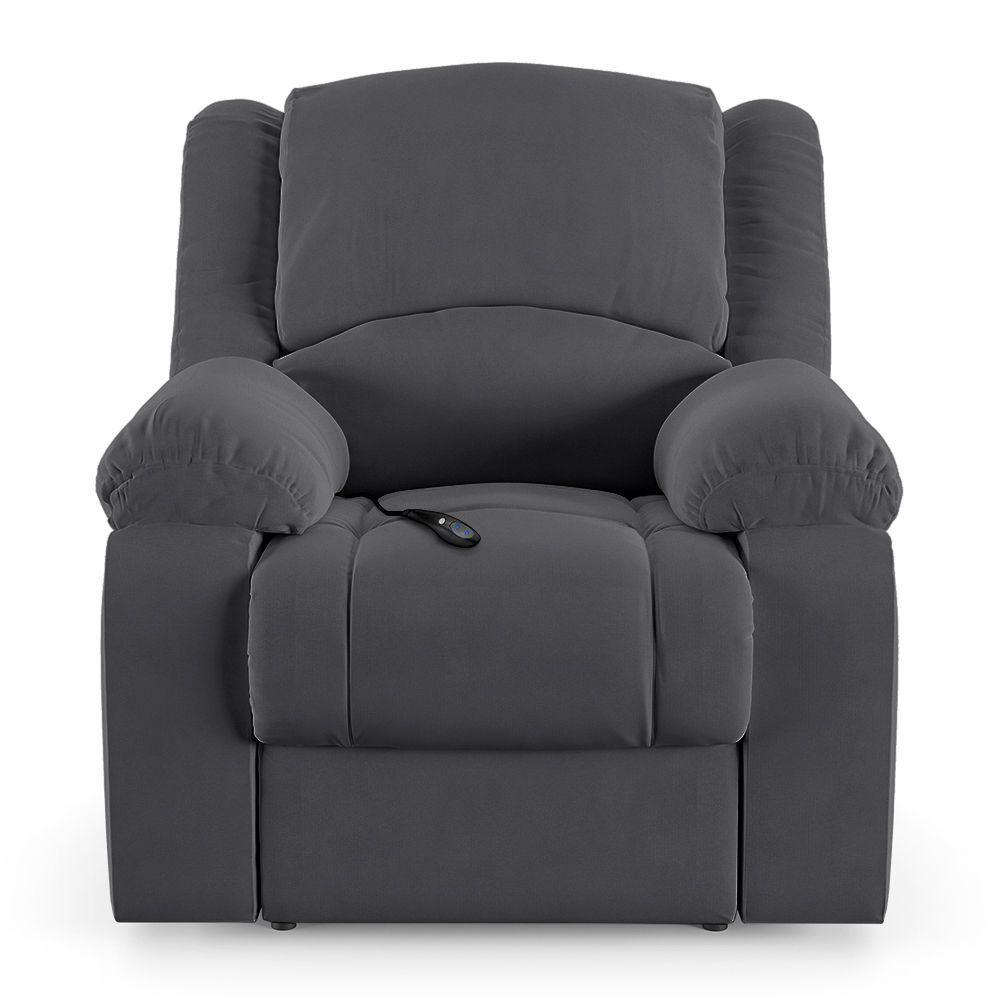 Poltrona Do Papai Reclinável Melim Controle Power Elétrico Veludo Fh1 - D'rossi Cor Cinza - 7