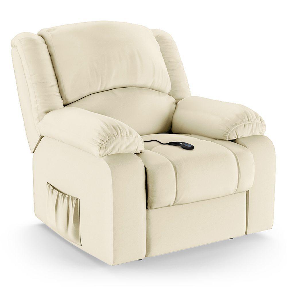 Poltrona Do Papai Reclinável Melim Controle Power Elétrico Sintético Pu Fh1 - D'rossi Cor Bege - 1