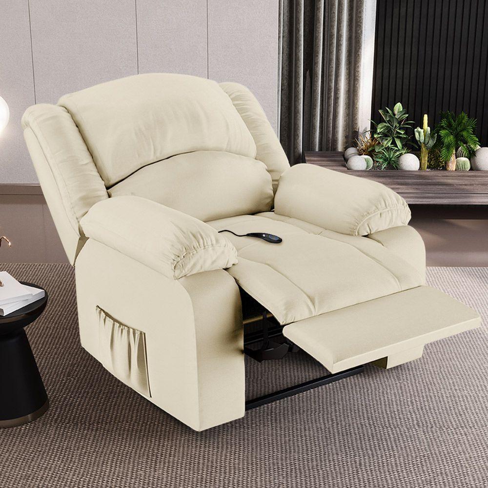 Poltrona Do Papai Reclinável Melim Controle Power Elétrico Sintético Pu Fh1 - D'rossi Cor Bege - 7
