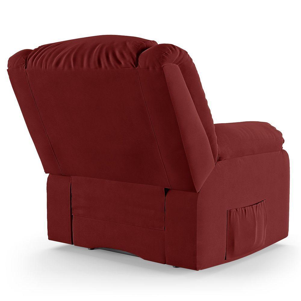 Poltrona Do Papai Reclinável Melim Controle Power Elétrico Veludo Fh1 - D'rossi Cor Vermelho - 3