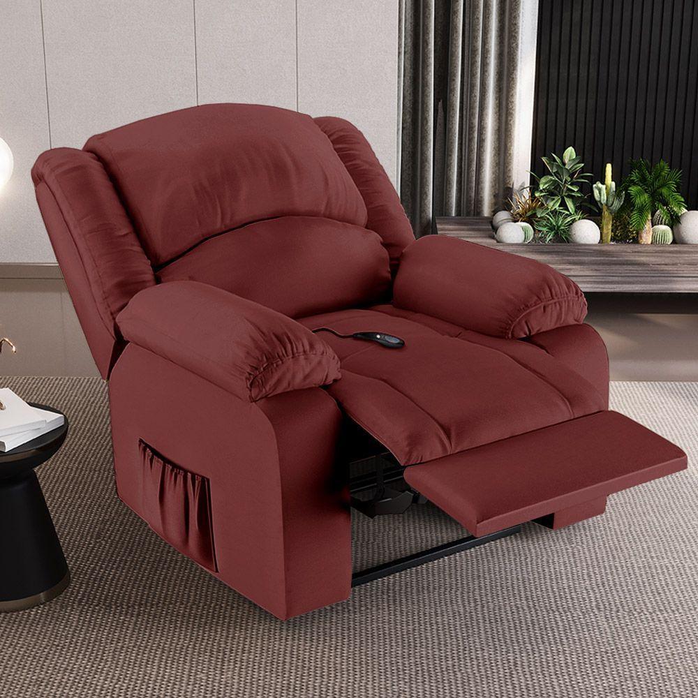 Poltrona Do Papai Reclinável Melim Controle Power Elétrico Sintético Pu Fh1 - D'rossi Cor Vermelho - 7