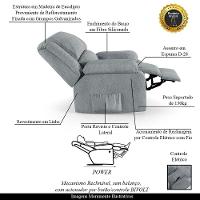 Poltrona Do Papai Reclinável Melim Controle Power Elétrico Linho Fh1 - D'rossi Cor Cinza - 8