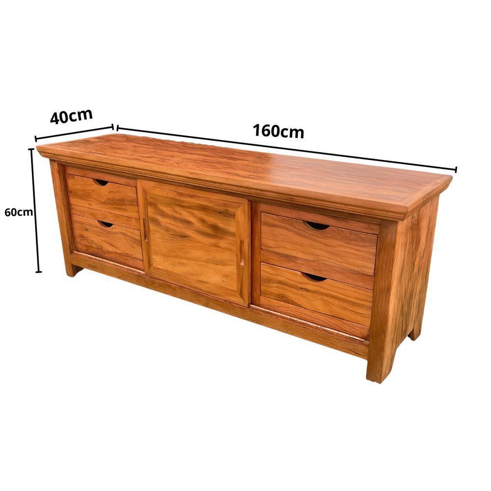 Rack Madeira De Demolição 160 X 60 Maciço Com 4 Gavetas Sudeste Rústico - 2