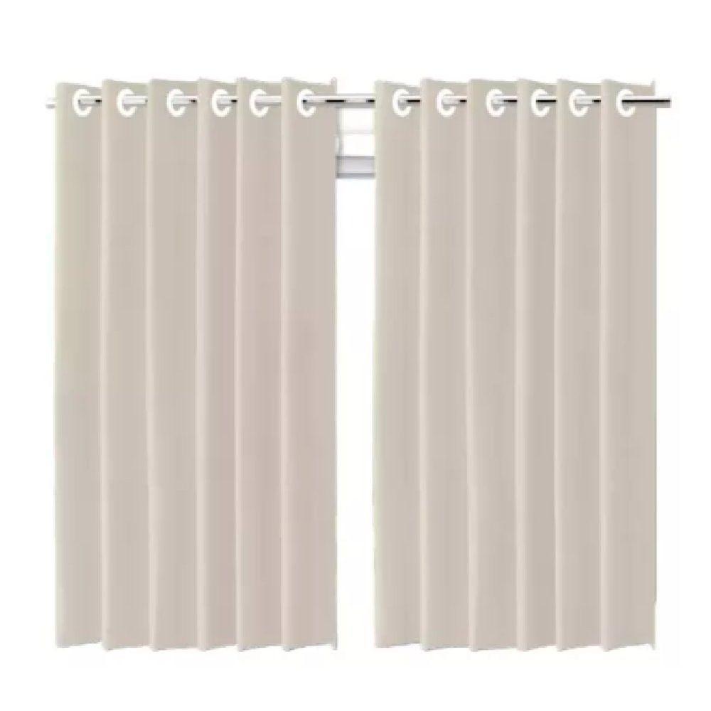 Cortina Blackout Bege Com Ilhós Bloqueio Total De Luz 280x250cm - 1