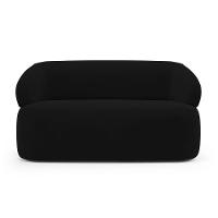 Kit Poltrona Giratória E Sofá Orgânico Living Glee 02 Lugares 140cm Veludo Preto - Desk Design - 6