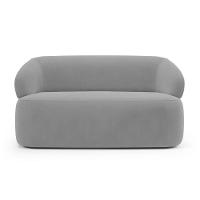 Kit Poltrona Giratória E Sofá Orgânico Living Glee 02 Lugares 140cm Veludo Cinza - Desk Design - 6