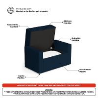 Cabeceira E Calçadeira Báu Solteiro Atena 90cm Capitonê Veludo Azul Marinho - Desk Design - 5
