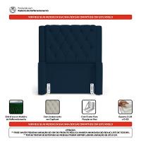 Cabeceira E Calçadeira Báu Solteiro Atena 90cm Capitonê Veludo Azul Marinho - Desk Design - 8