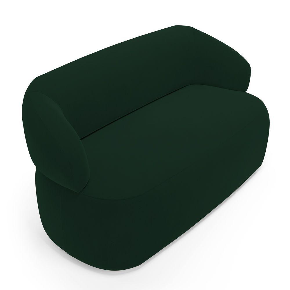 Kit Poltrona Giratória E Sofá Orgânico Living Glee 02 Lugares 140cm Veludo Verde Escuro Desk Design - 3