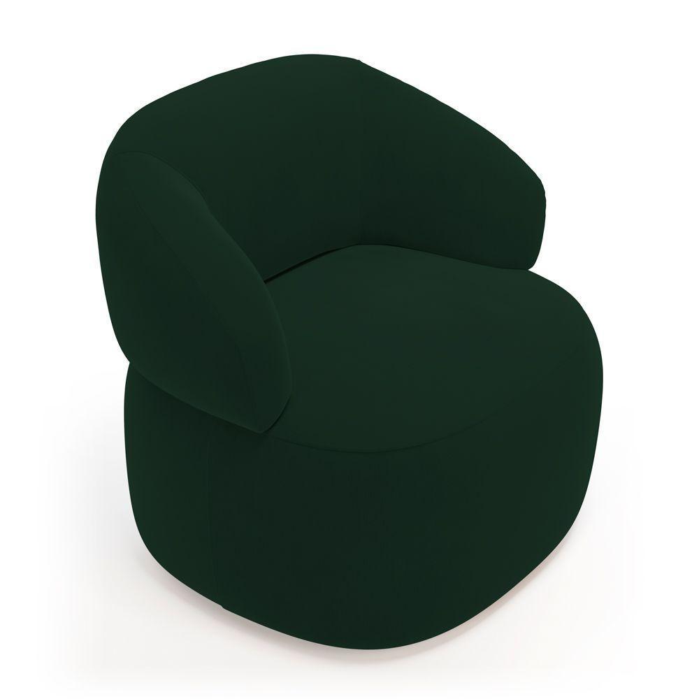 Kit Poltrona Giratória E Sofá Orgânico Living Glee 02 Lugares 140cm Veludo Verde Escuro Desk Design - 4