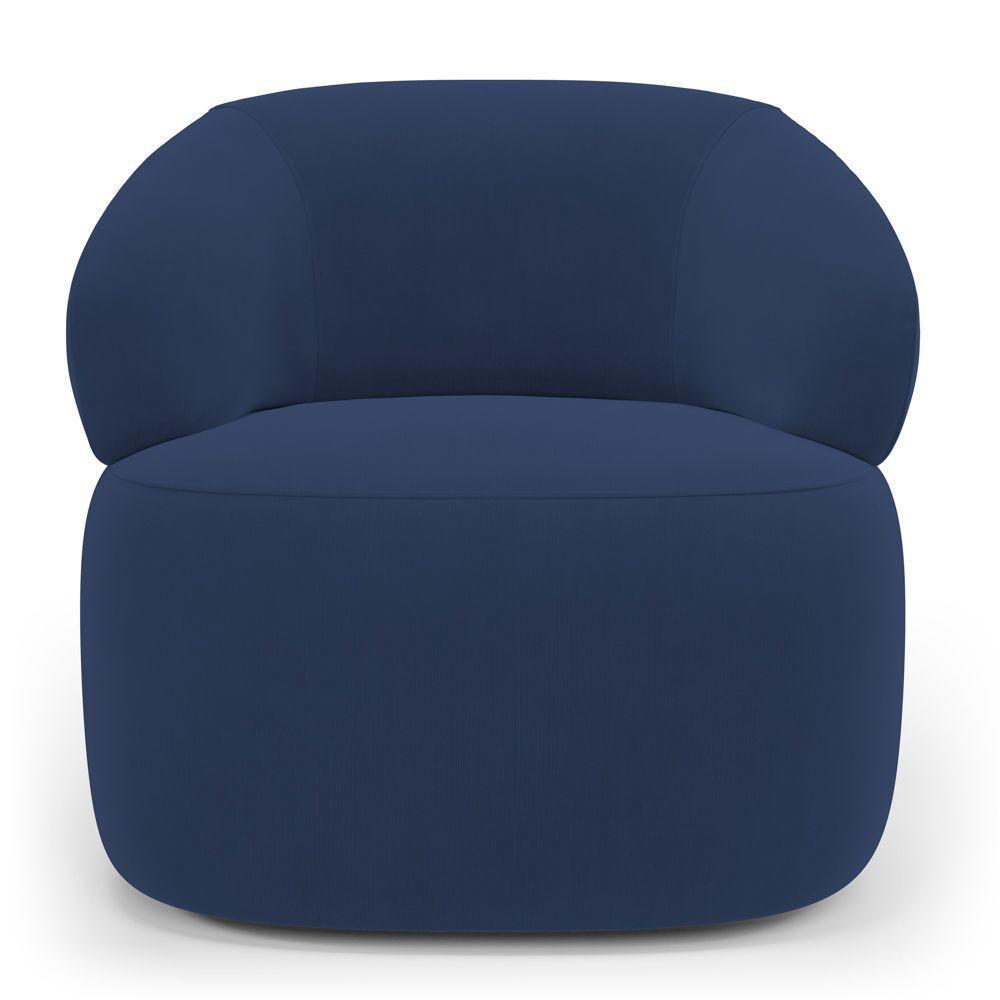 Kit Poltrona Giratória E Sofá Orgânico Living Glee 02 Lugares 140cm Veludo Azul Marinho Desk Design - 2