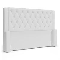 Cabeceira E Calçadeira Báu Casal Padrão Atena 140cm Capitonê Sintético Branco - Desk Design - 2