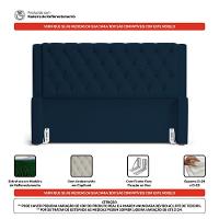 Cabeceira E Calçadeira Báu King Size Atena 195cm Capitonê Veludo Azul Marinho - Desk Design - 8