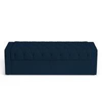 Cabeceira E Calçadeira Báu Queen Size Atena 160cm Capitonê Veludo Azul Marinho - Desk Design - 6