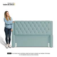 Cabeceira E Calçadeira Báu King Size Atena 195cm Capitonê Veludo Acqua - Desk Design - 2