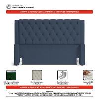 Cabeceira E Calçadeira Báu King Size Atena 195cm Capitonê Linho Azul - Desk Design - 7