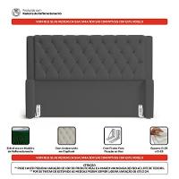Cabeceira E Calçadeira Báu Casal Padrão Atena 140cm Capitonê Suede Cinza - Desk Design - 5
