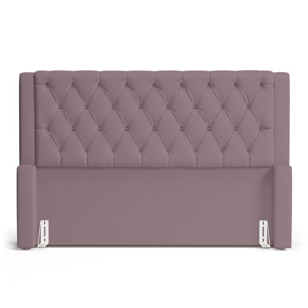 Cabeceira E Calçadeira Báu Casal Padrão Atena 140cm Capitonê Veludo Rosê - Desk Design - 3