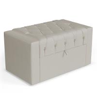 Cabeceira E Calçadeira Báu Solteiro Atena 90cm Capitonê Sintético Bege - Desk Design - 6