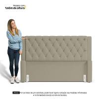 Cabeceira E Calçadeira Báu Queen Size Atena 160cm Capitonê Veludo Bege - Desk Design - 3