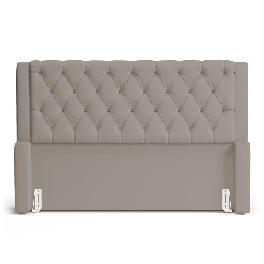 Cabeceira E Calçadeira Báu King Size Atena 195cm Capitonê Suede Bege - Desk Design - 2