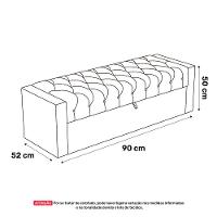 Cabeceira E Calçadeira Báu Solteiro Atena 90cm Capitonê Suede Bege - Desk Design - 10