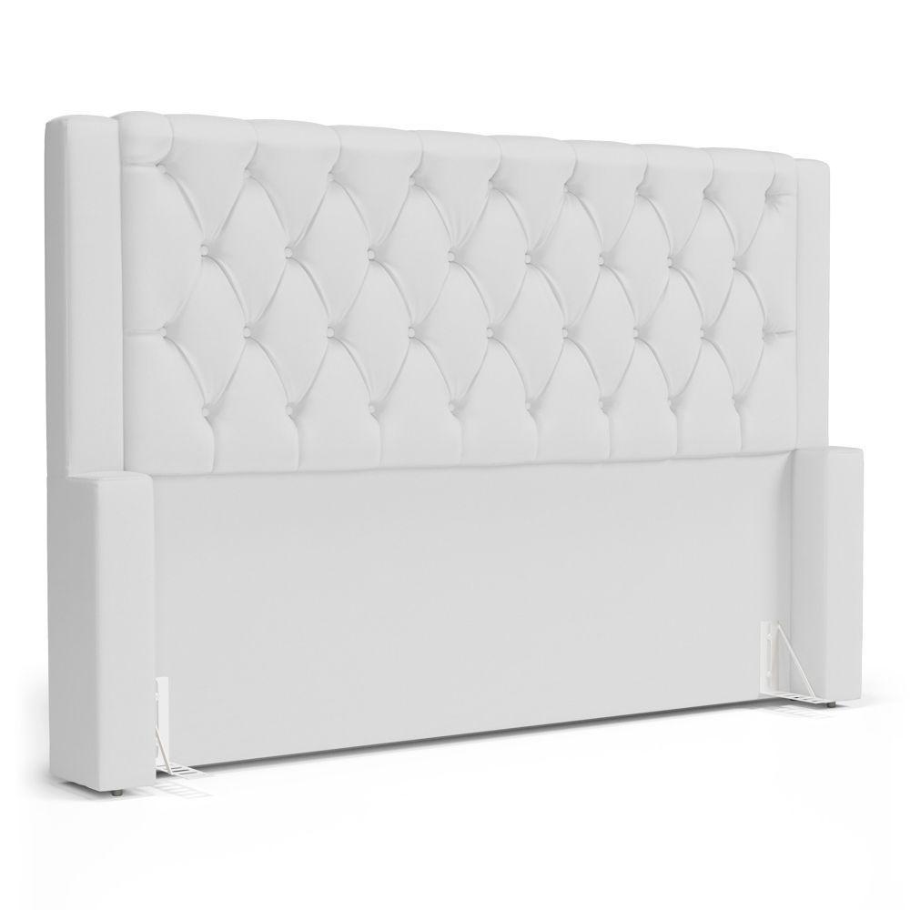 Cabeceira Atena Para Cama Box Queen Size 160cm Capitonê Com Frame Sintético Branco - Desk Design - 1