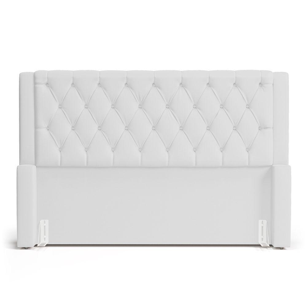Cabeceira Atena Para Cama Box Queen Size 160cm Capitonê Com Frame Sintético Branco - Desk Design - 4