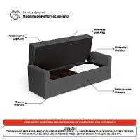 Cabeceira E Calçadeira Báu Casal Padrão Atena 140cm Capitonê Linho Cinza Escuro - Desk Design