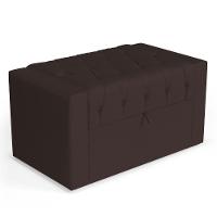 Cabeceira E Calçadeira Báu Solteiro Atena 90cm Capitonê Suede Marrom - Desk Design