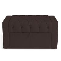 Cabeceira E Calçadeira Báu Solteiro Atena 90cm Capitonê Suede Marrom - Desk Design - 5