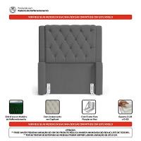 Cabeceira E Calçadeira Báu Solteiro Atena 90cm Capitonê Linho Cinza Escuro - Desk Design - 5