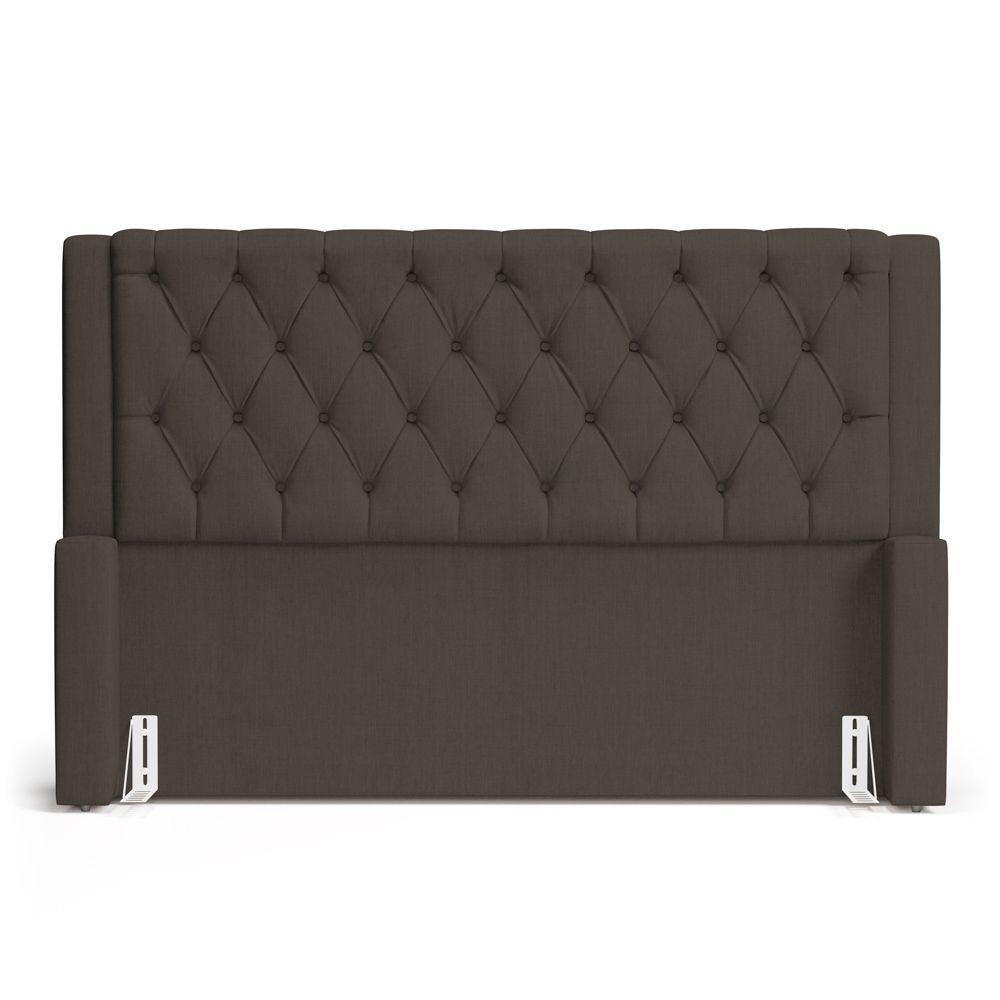 Cabeceira E Calçadeira Báu Queen Size Atena 160cm Capitonê Linho Cacau - Desk Design - 2